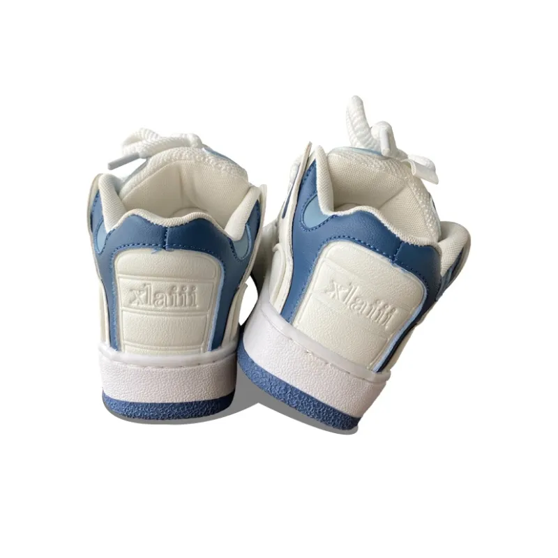 XLAIII Lightweight And Breathable Low Top Skateboard Shoes Unisex White Blue-3