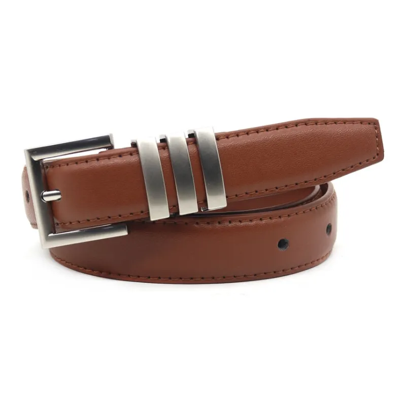 FREE RABBITⅡ Premium 3 Stripes Solid Pin Buckle Leather Belts Women's Width 2.3CM-2