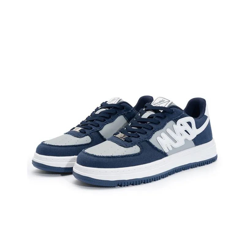 Seattle Palm Anti Slip Wear Resistant Low Top Skateboard Shoes Unisex Denim Blue-3