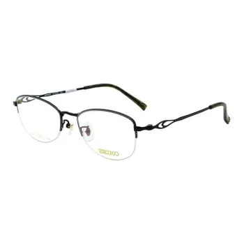 SEIKO Titanium Oval Eyeglass Frames Unisex Black