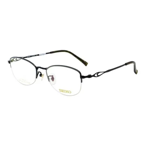 SEIKO Titanium Oval Eyeglass Frames Unisex Black