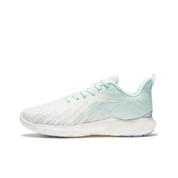 LiNing Qingyi Cushioned Anti Slip Wear Resistant Breathable Lightweight Low Top Running Shoes Women's White Blue