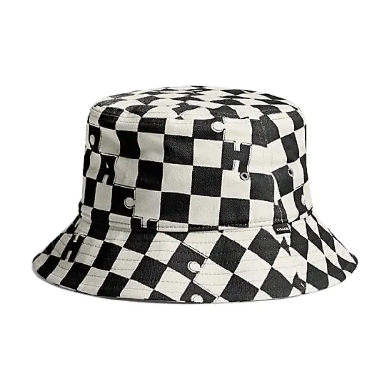 COACH Cotton Bucket Hats Unisex Black White-0