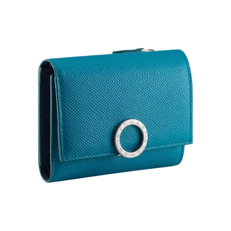 BVLGARI Bulgari Clip Grained Calfskin Wallet Women's Blue-0