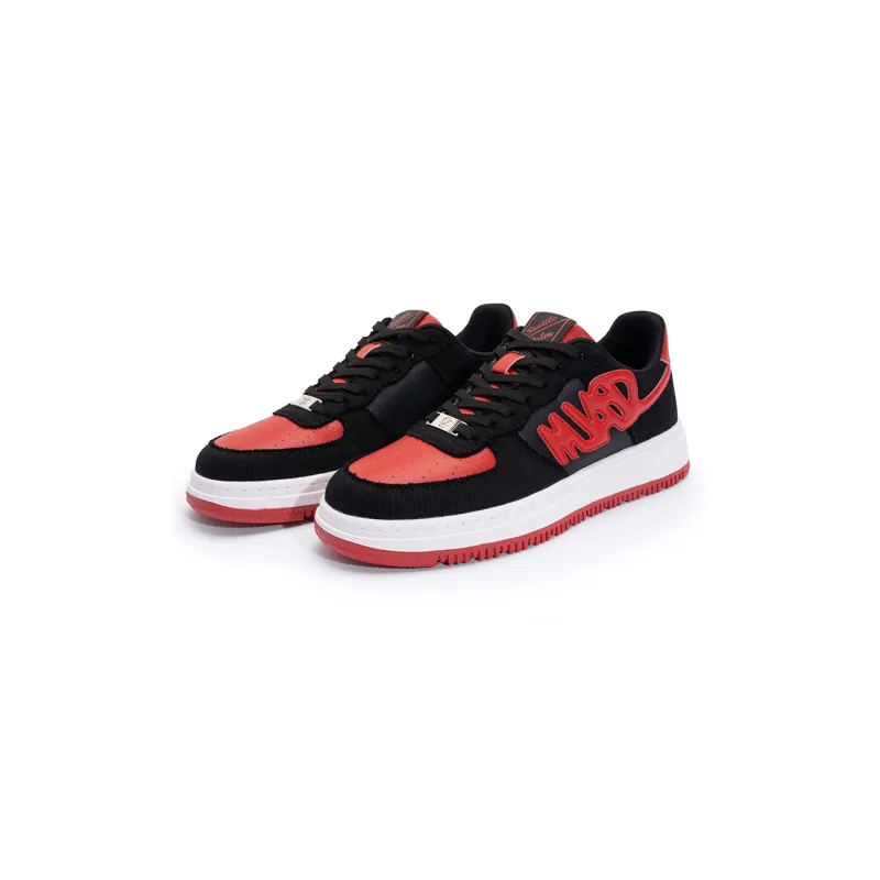 Seattle Palm Anti Slip Wear Resistant Low Top Skateboard Shoes Men's Black Red-3