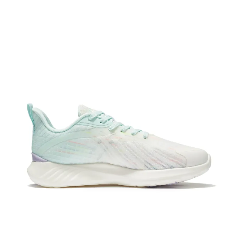 LiNing Qingyi Cushioned Anti Slip Wear Resistant Breathable Lightweight Low Top Running Shoes Women's White Blue-1