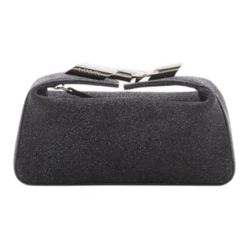 Lanvin Shiny Suede One Shoulder Crossbody Clutches Women's Black