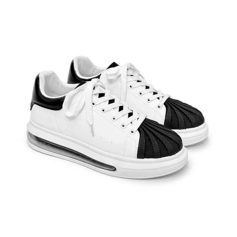 SLNU 3 Cushioning Wear Resistant Low Top Skateboard Shoes Men's Black White-2