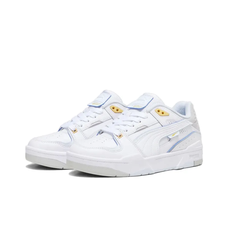 PUMA Slipstream Anti Slip Wear Resistant Low Top Skateboard Shoes Unisex White Blue Yellow-2