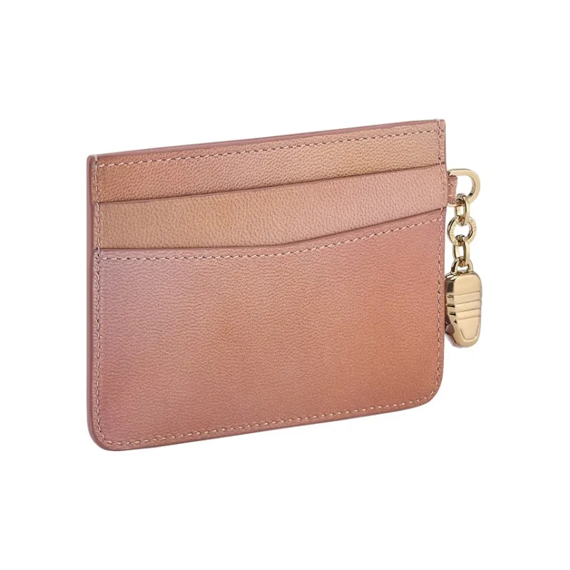 BVLGARI Serpenti Forever Series Goatskin Card Holder Women's Pink-1