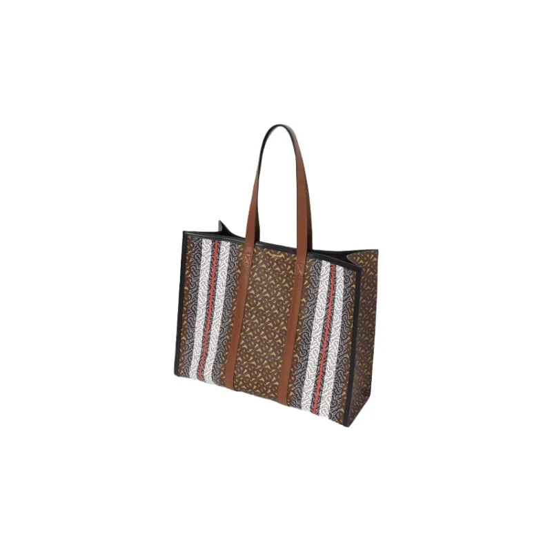 Burberry Monogram Cotton Handbag, Shoulder Bag Tubas Unisex Brown-3