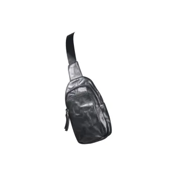 DOSRFINI Top Grain Vegetable Tanned Cow Leather Sling Bag Regular Men's Black/Dark Coffee