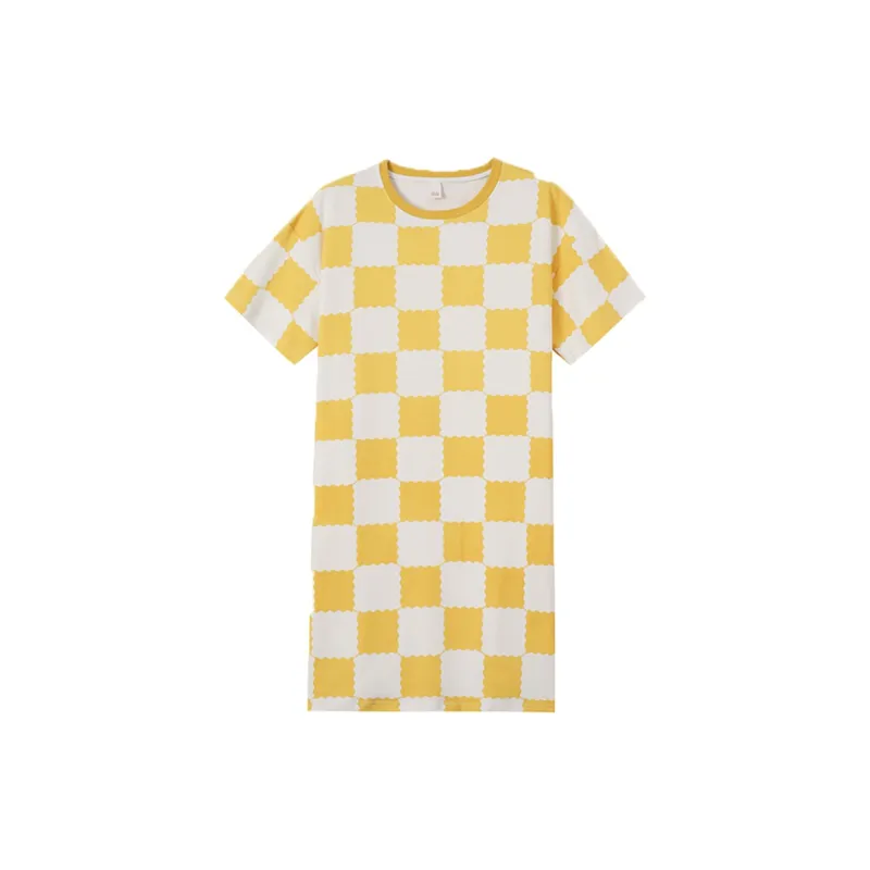 MADALLO Nightgown Women's Yellow White Plaid-0