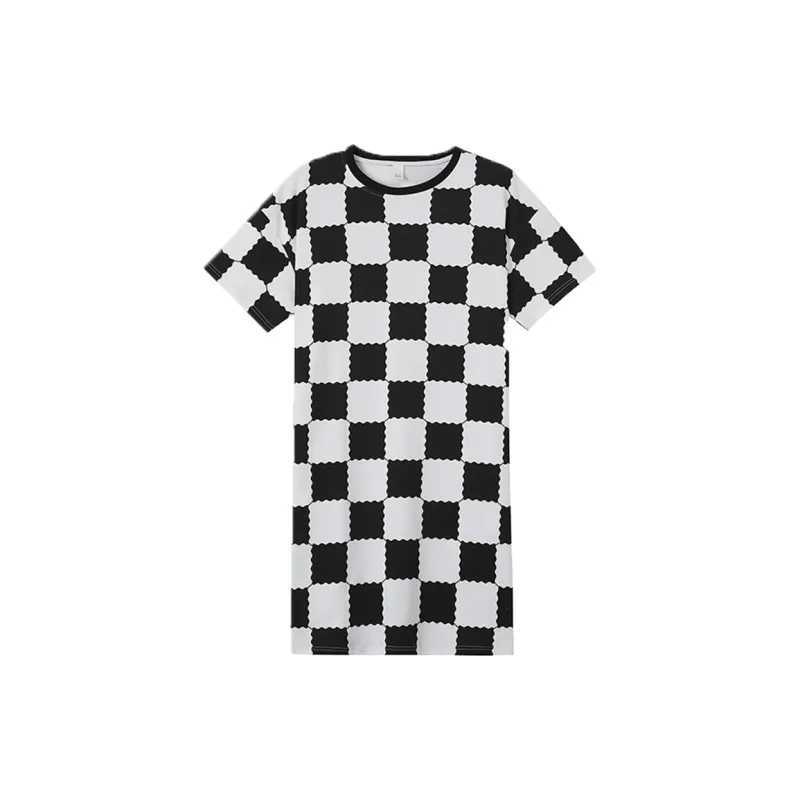MADALLO Nightgown Women's Black White Plaid-0