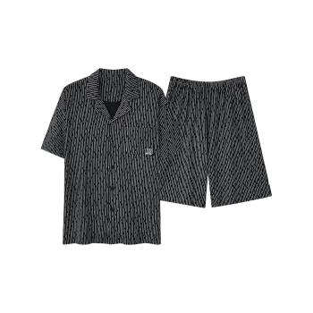 MIIOW Pajama Set Men's Stripes With Black Dots
