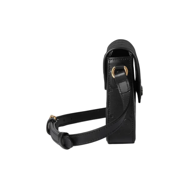 GUCCI Leather Shoulder Bag Crossbody Bag Mini Unisex Black-2