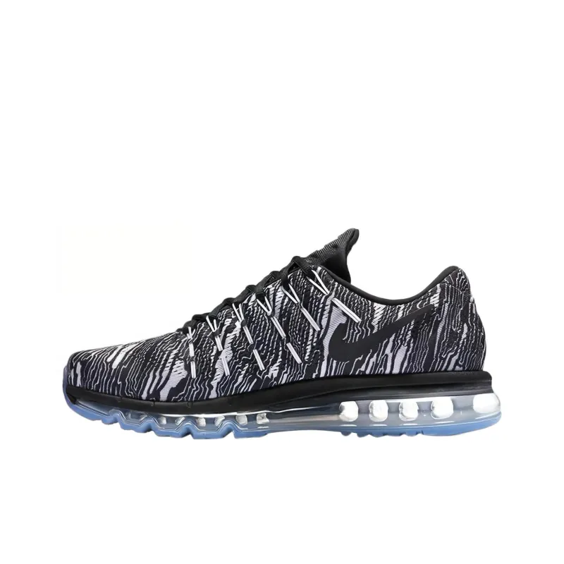 Nike Air Max 2016 Cushioning Anti Slip And Wear Resistant Low Top Running Shoes Men's Black Gray White-0