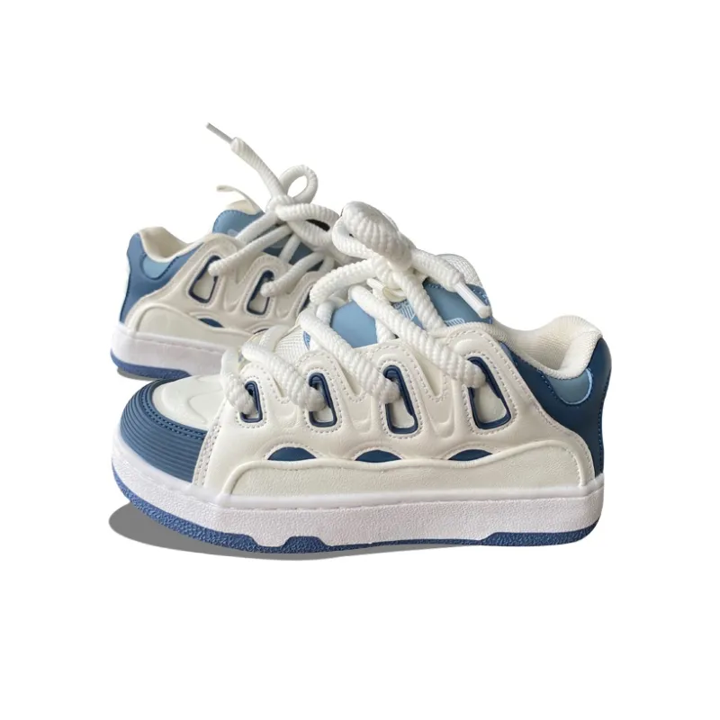 XLAIII Lightweight And Breathable Low Top Skateboard Shoes Unisex White Blue-1