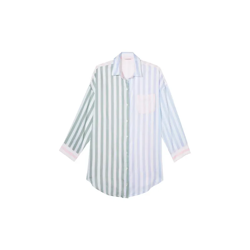 Victoria's Secret Modal Cotton Sleepshirt Multicolor Stripes Nightgown Women's Multicolor Stripes-0