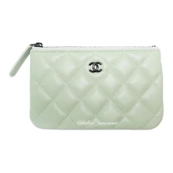 CHANEL Lambskin Clutch Mini Women's Mint Green