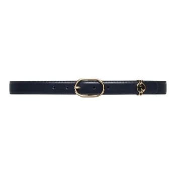 GUCCI Logo Emblem, Pin Buckle Leather Belts Women's Blue Width 2.5CM