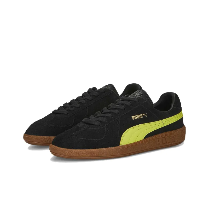 PUMA Army Trainer Suede Anti Slip Wear Resistant Low Top Skateboard Shoes Unisex Black Yellow-2