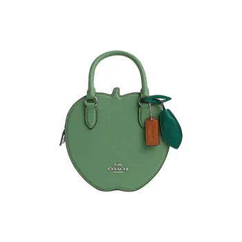 COACH Split Cow Leather Shoulder Bag, Crossbody Bag Trumpets Unisex Soft Green