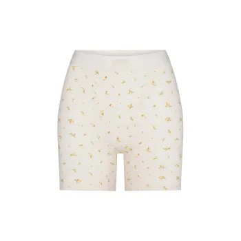 SKIMS SS24 Cotton Collection COTTON RIB BOXER Boxer Shorts Women's MARIGOLD ROSEBUD PRINT/Wan Shu Ju Rose Print