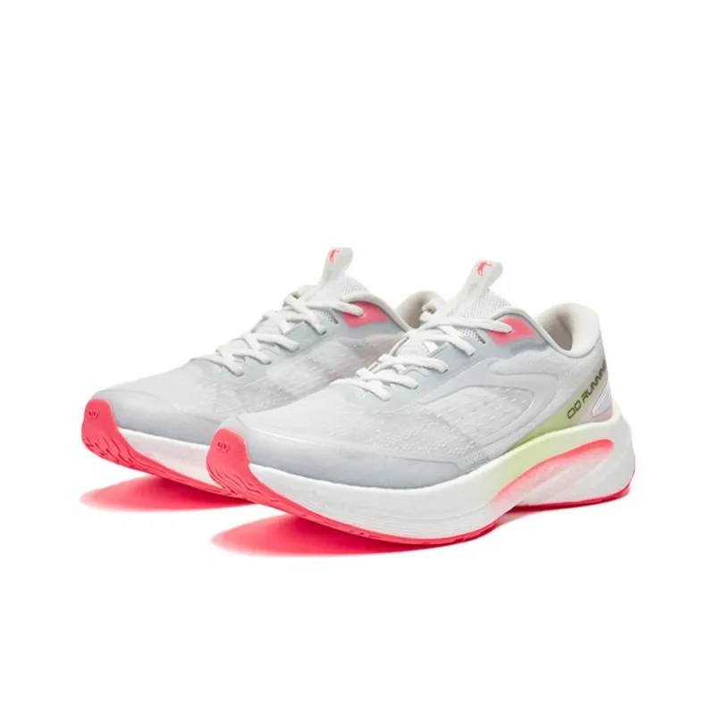 QIAODAN Flying Shadow 4 LITE Cushioning Wear Resistant Low Top Casual Running Shoes Women's White Green-2