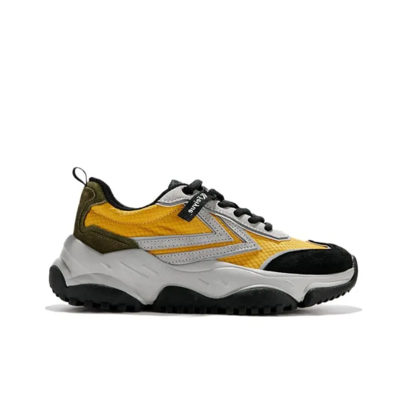 Feiyue Cushioning, Wear Resistant Low Top Chunky Sneakers Unisex Radiant Gray Yellow-1