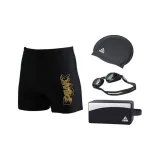 Black Gold Swimming Shorts+Swim Goggles+Swimming Cap+Swim Bag
