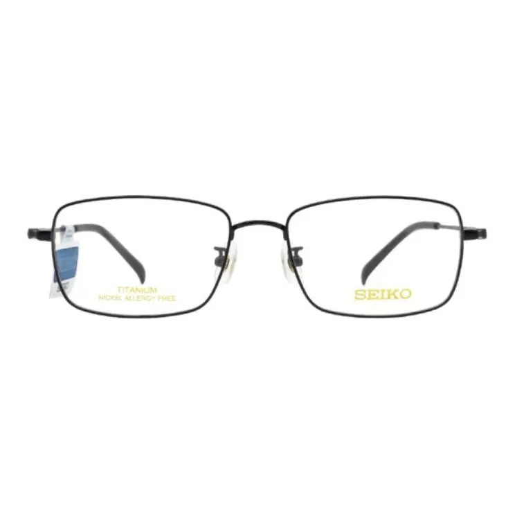 SEIKO Titanium Square Eyeglass Frames Unisex Black-1