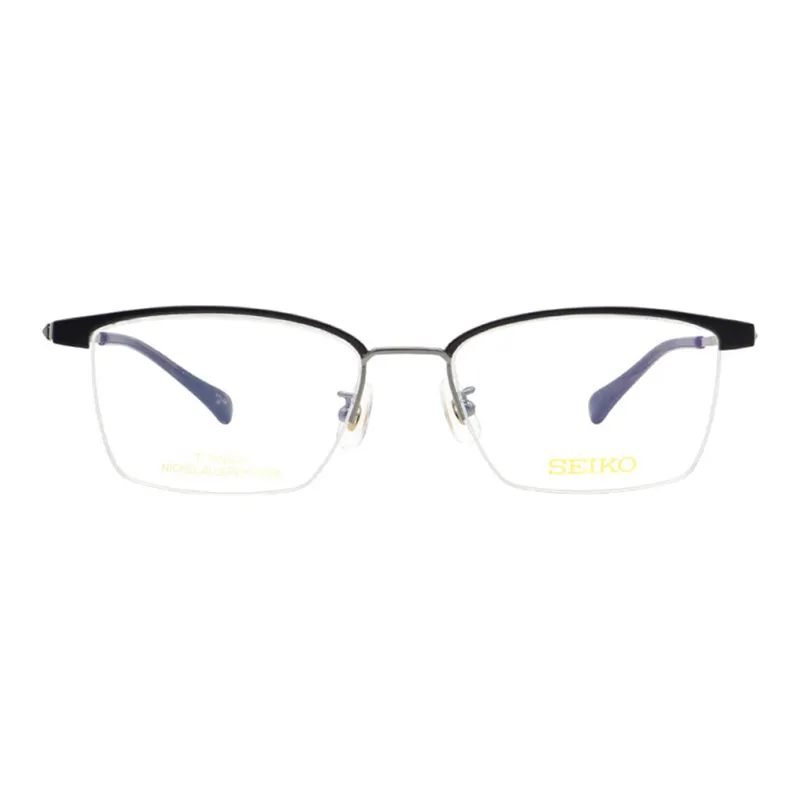 SEIKO Titanium Irregular Shape Eyeglass Frames Men's Black-1
