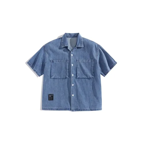 PEACEBIRD MEN Shirts Men Blue Wide Fit