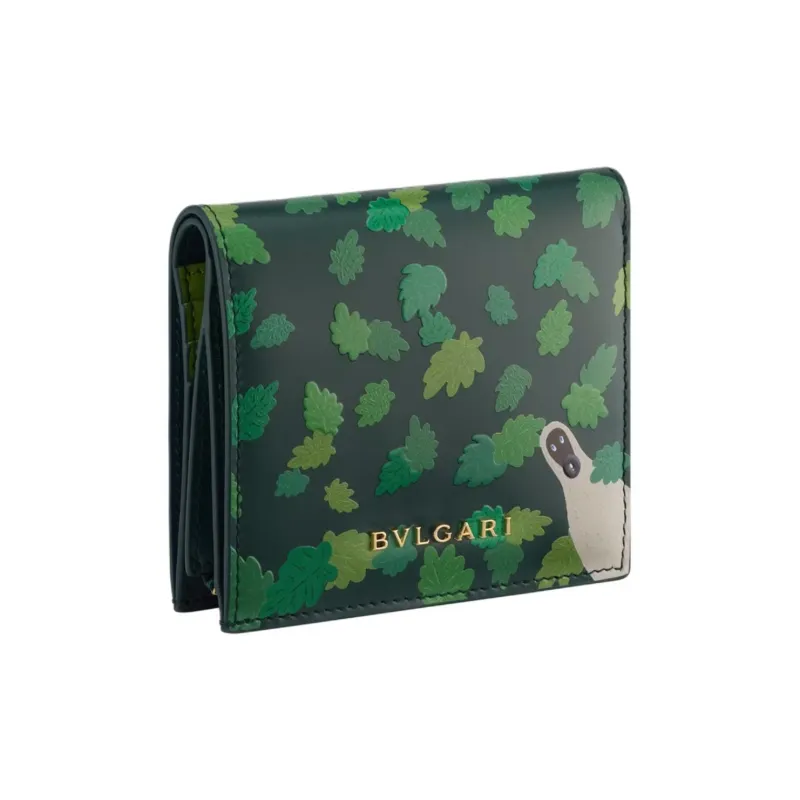 BVLGARI Sunwoo Kim Collaboration Serpenti Forever Series Calfskin Wallet Women's Forest Green-1