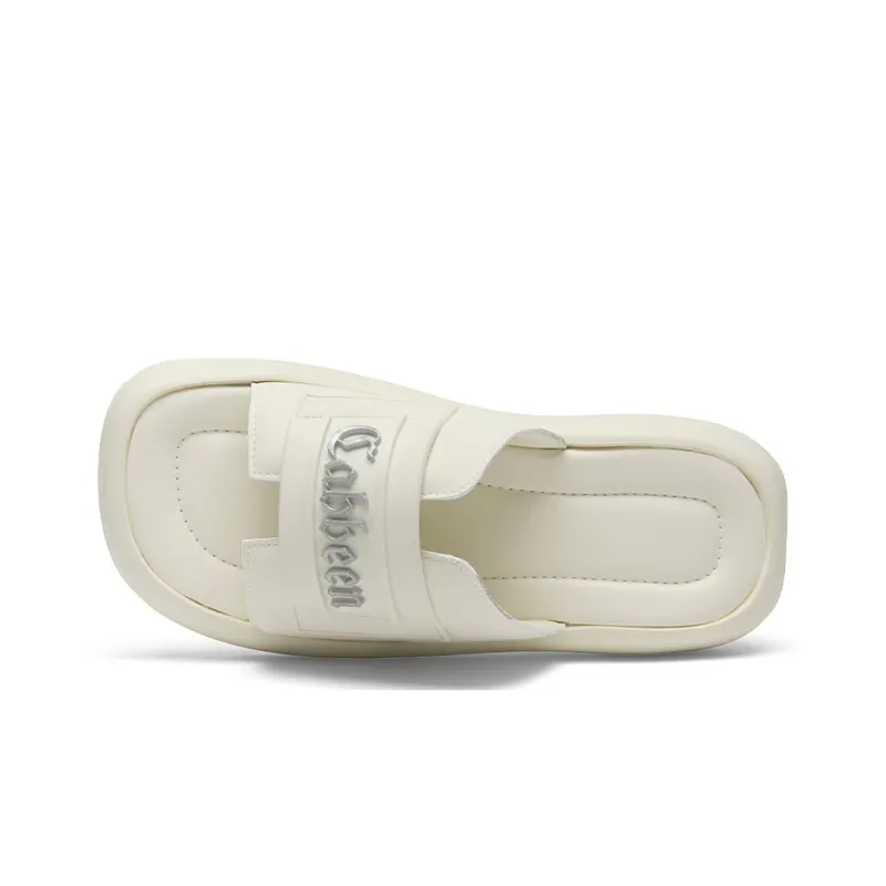 Cabbeen PU Polyurethane Cut-Out Slip-Resistant Slide Slippers Men's White-8