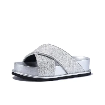 BELLALILY Slide Slippers Women's Silver Gold