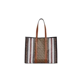 Burberry Monogram Cotton Handbag, Shoulder Bag Tubas Unisex Brown