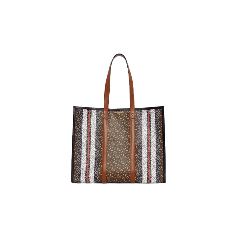Burberry Monogram Cotton Handbag, Shoulder Bag Tubas Unisex Brown-0
