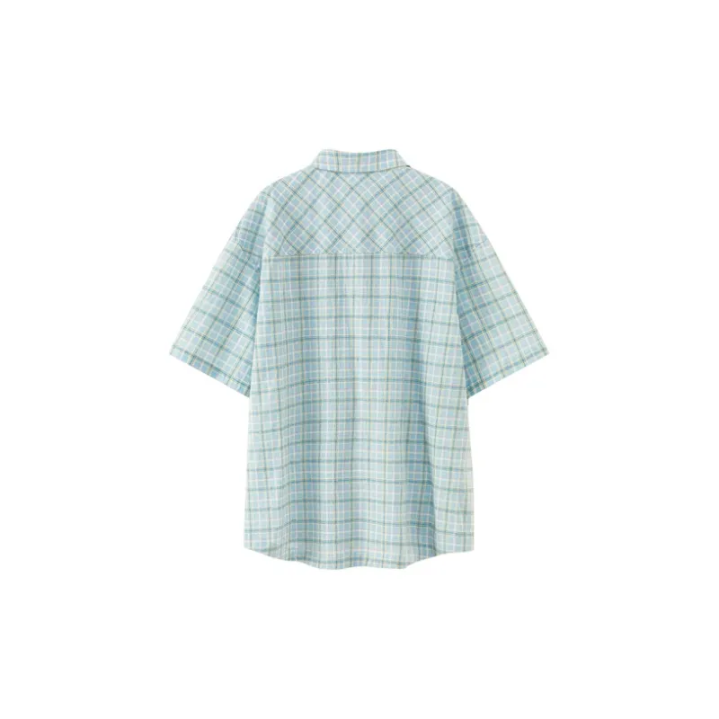 NO ONE ELSE Shirt Unisex Blue Plaid-1