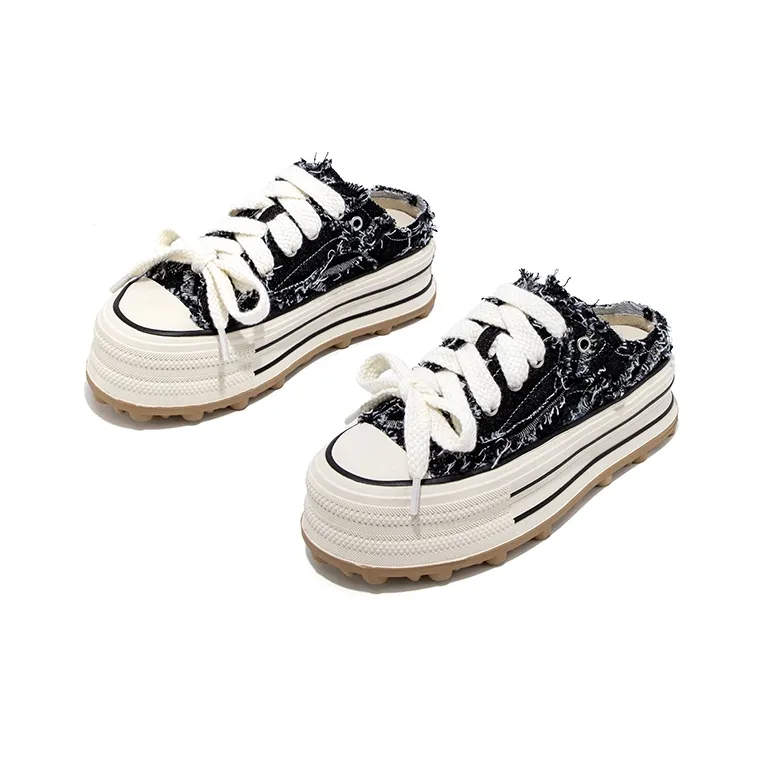 FALLINMISS Stud Shoe Collection Breathable Height Increasing Low-Top Canvas Shoes Women's-3