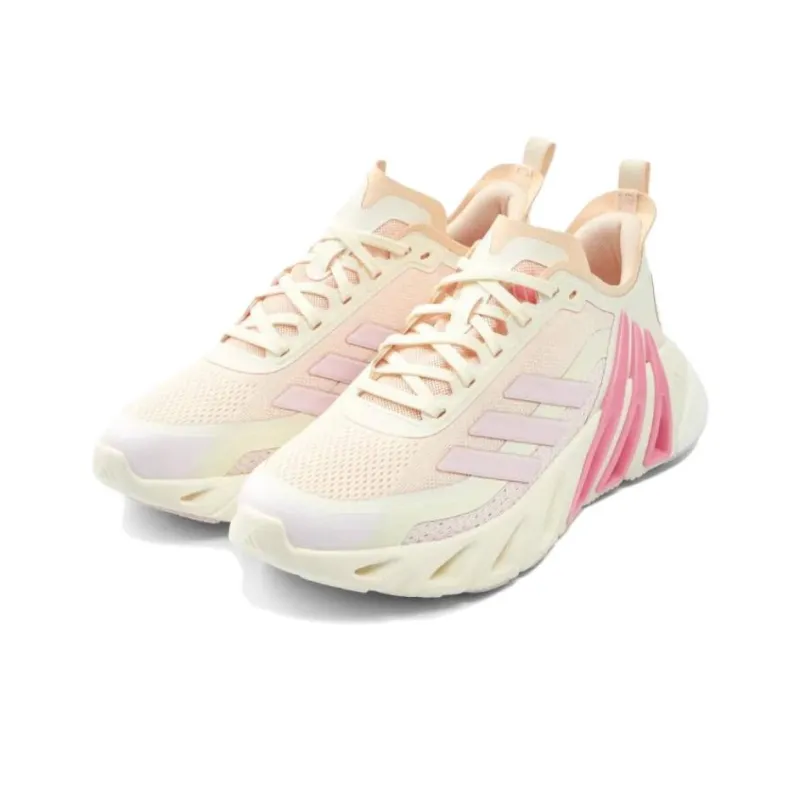 Adidas Cushioning Abrasion Resistant Breathable Low Top Running Shoes Unisex White Pink-1