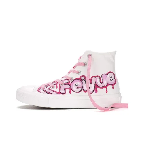 Dafu leaps forward Canvas Shoes Unisex High-Top Painted Pink Spray Paint