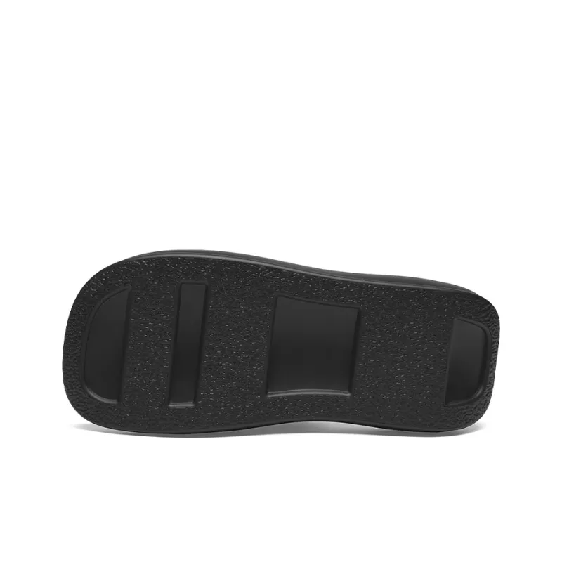 Cabbeen PU Polyurethane Cut-Out Slip-Resistant Slide Slippers Men's White-4