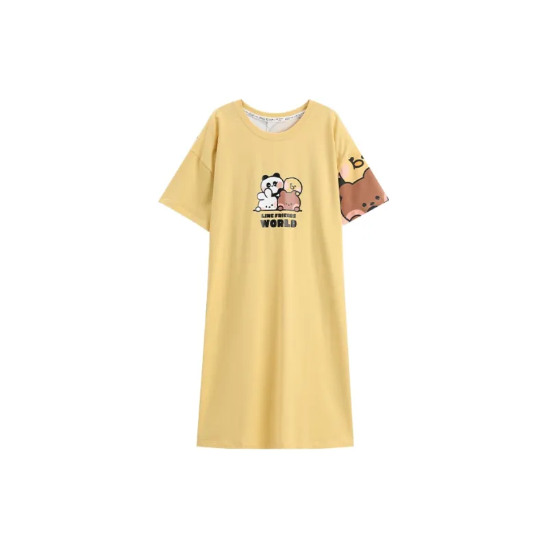 FENTENG Nightgown Women's Bean Yellow-0