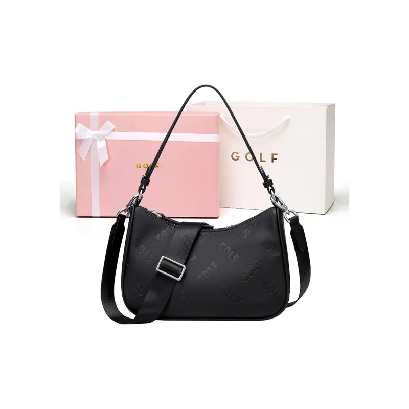 GOLF PU Shoulder Bag Regular Women's Milkshake White/Tranquil Black-3