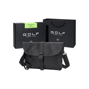 GOLF Cow Leather Top Grain Cow Leather Crossbody Bags Shoulder Bags Regular Men's Flocked Black