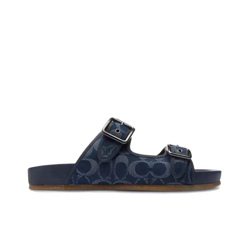 COACH Signature Chain Hobo Quiet Slide Slippers Men's Blue-1