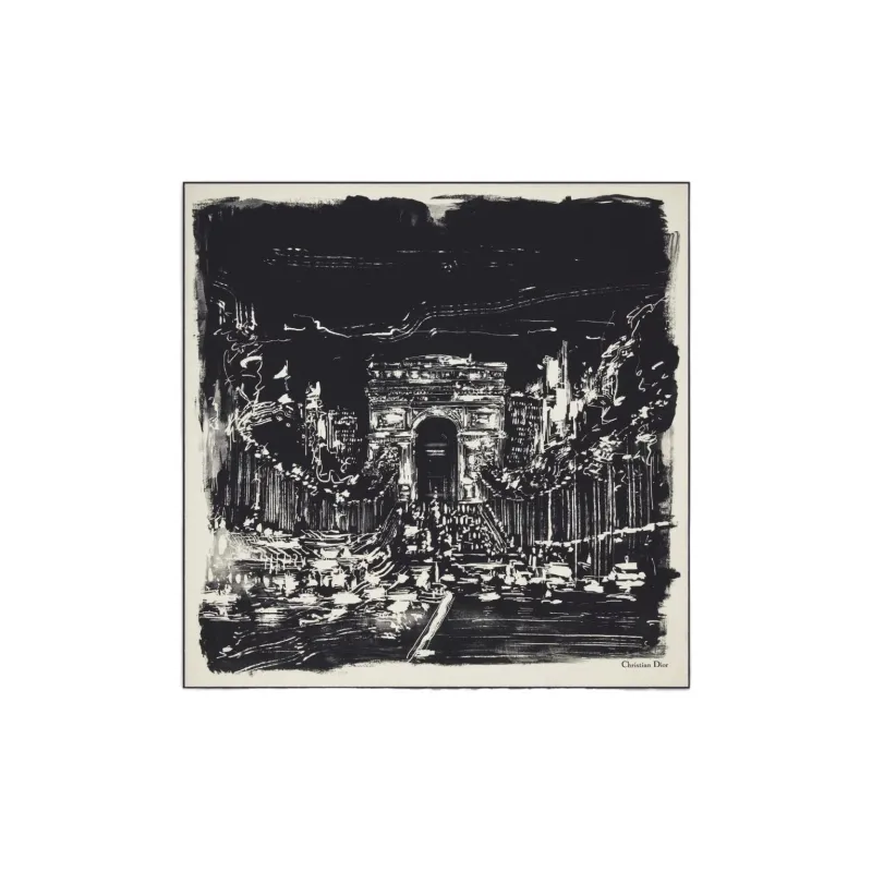 DIOR Silk Twill Silk Scarves Women's Black-1