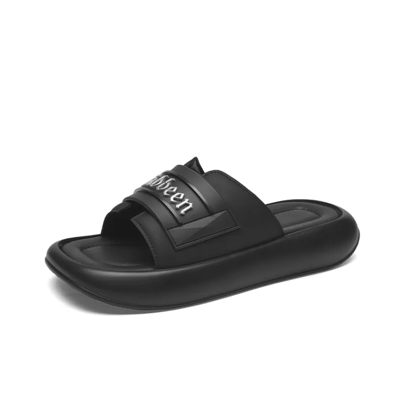 Cabbeen PU Polyurethane Cut-Out Slip-Resistant Slide Slippers Men's White-1